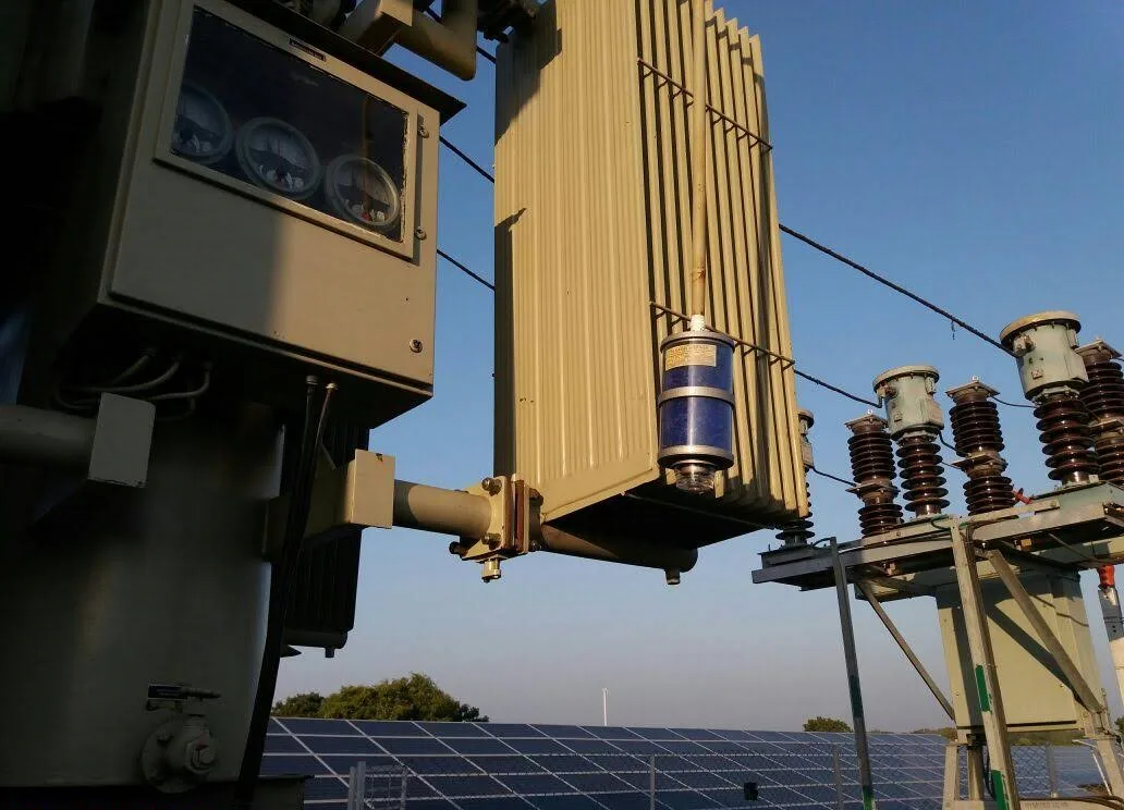 Power transformer at a solar power plant showing grid connection where tap setting affects export voltage and plant performance