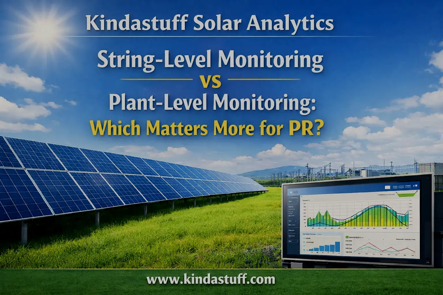 String-level vs plant-level monitoring comparison showing impact on solar plant performance ratio PR